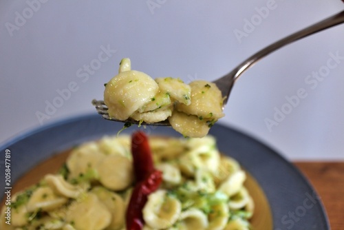 Photos Italian home cooking: orecchiette with broccoli and chili