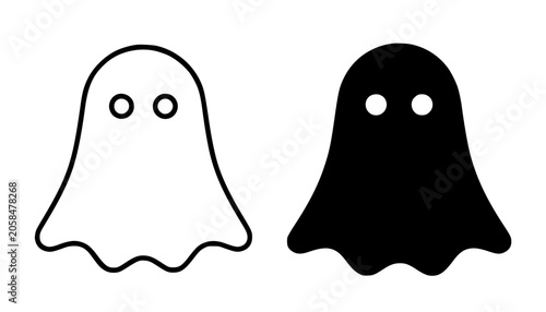 Foto Ghost illustration, minimalist outline and silhouette icon