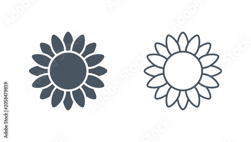 Minimalist Sunflower Flower Icon Vector Set