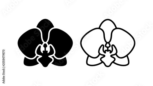 Minimalist Orchid Flower Icons Vector Set