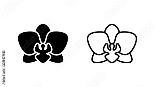 Orchid Flower Icon Vector Set