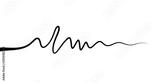 Abstract black wavy line on white background.