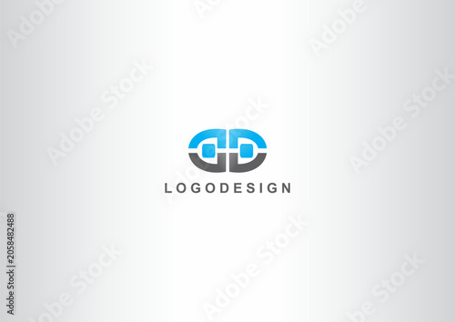Abstract Dual Loop Connection Logo Concept in Blue and Grey for Technology and Data Networking Brand Identity