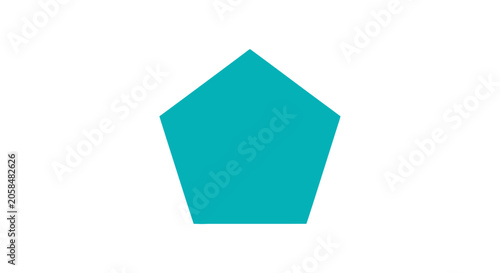 Tableau sur toile Turquoise pentagon shape on a white background.