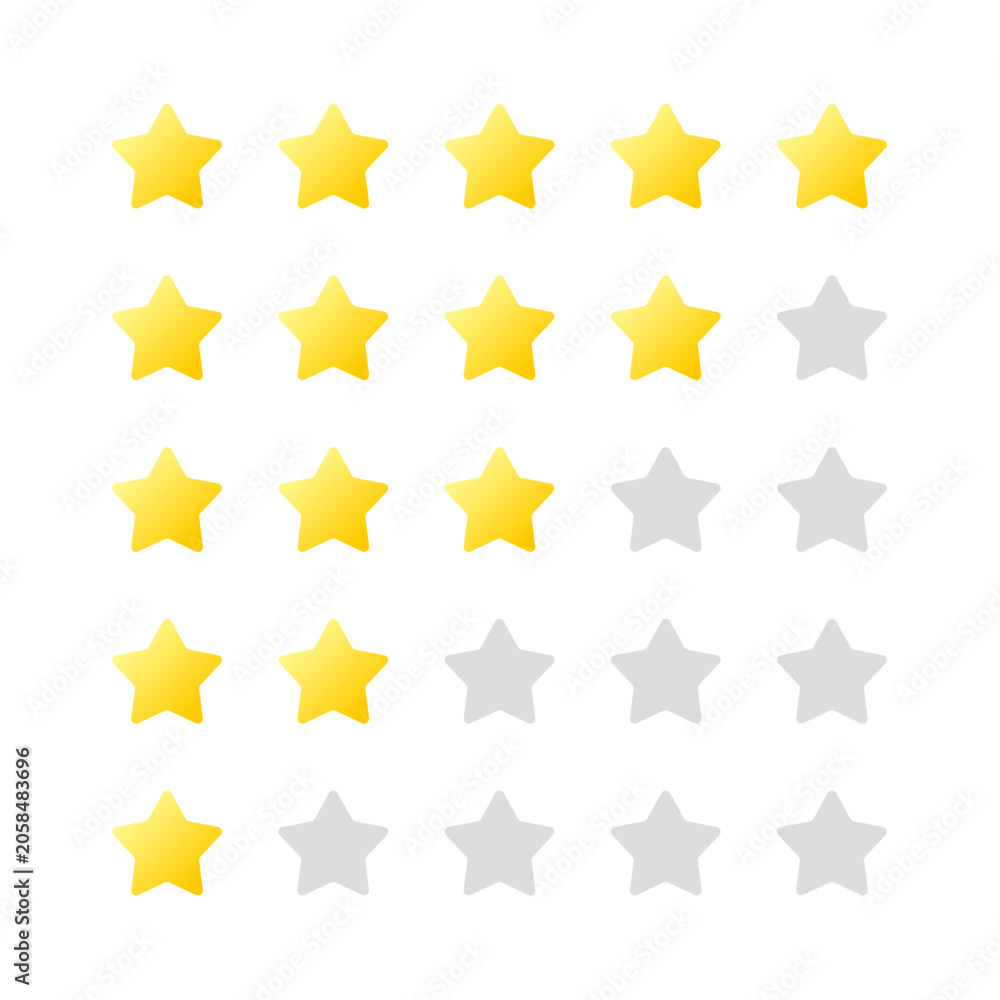 Obraz premium レビュー評価 星アイコンセット 五段階評価