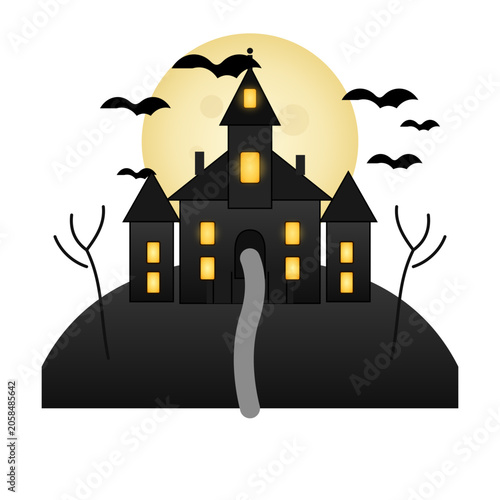 haunted house with bats