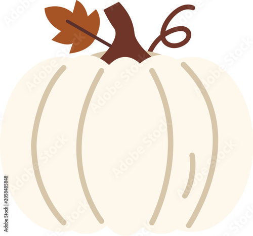 Pumpkin With Brown Stem and Leaf for Fall Harvest Decoration in a Simple Design