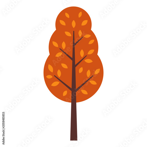 Bright Orange Tree With Leaves Standing Alone in a Simple Design