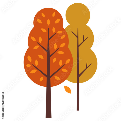 Colorful Trees With Autumn Leaves in a Simple Style