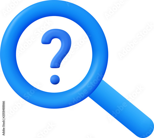 Blue question mark and search magnifying glass