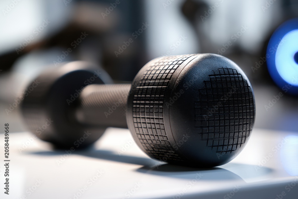 Obraz premium Black dumbbell isolated on white background