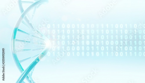 DNA structure and digital data merge in a visual representation of genetic information and technology in a scientific context