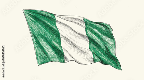 Schilderij op canvas The Nigerian flag waves proudly showcasing its green and white colors