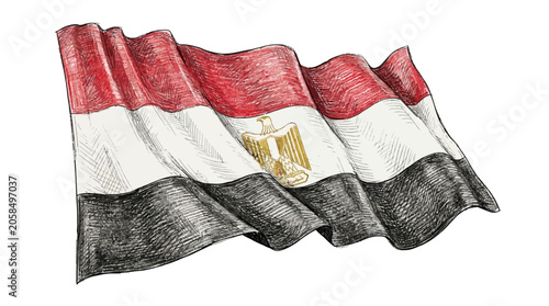 Φωτογραφία The Egyptian flag waves gently in the breeze outdoors today