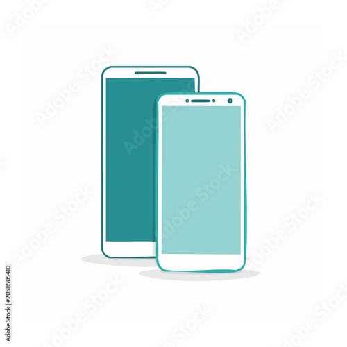 Two Smartphones in Flat Design Style