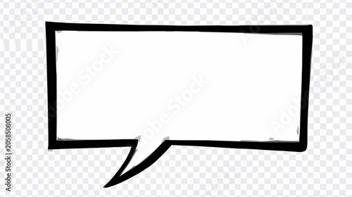 Comic Speech Bubble Rectangle Black Outline Pop Art Transparent Background
