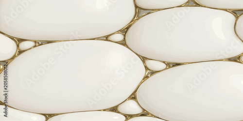 Obraz na płótnie Decorative white smooth stones with golden metallic grout background interior de