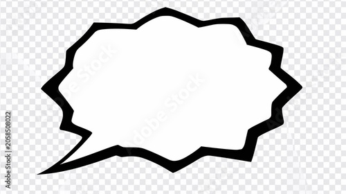 Comic Speech Bubble Rectangle Black Outline Pop Art Transparent Background