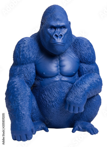 Realistic Blue Gorilla 3D Animal Figure Isolated on Transparent Background