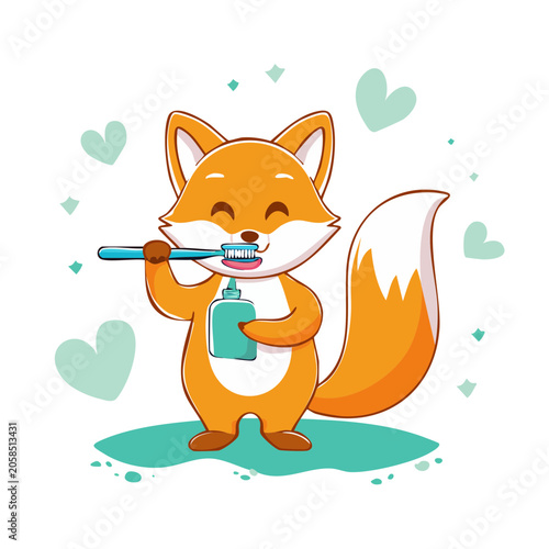 Cartoon fox holding ice cream cone