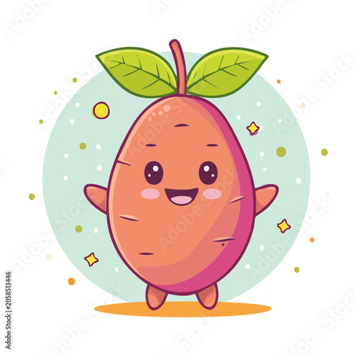 Cartoon pig with leaf and sun illustration