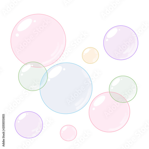 Cute Pastel Soap Bubbles, Transparent PNG Illustration