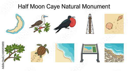 Tableau sur toile Half Moon Caye Natural Monument Icons