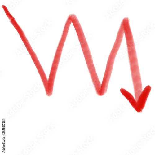 Hand-Drawn Red Curved Arrow Pointing Down