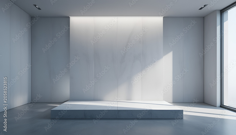 Fototapeta premium Modern empty room interior with raised platform