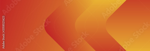 Abstract orange and yellow gradient background featuring overlapping geometric curved arrow shapes with subtle diagonal lines vector illustration.