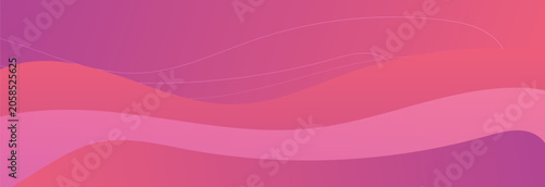 Elegant pink and purple abstract background featuring flowing soft wave layers and delicate thin lines vector for banner design.