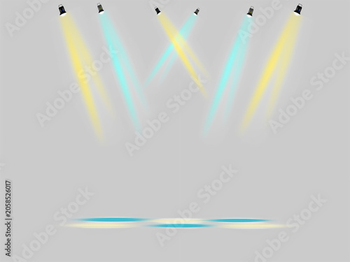 Clean minimalist display background layout with realistic spotlight effect overlays for products or text presentation