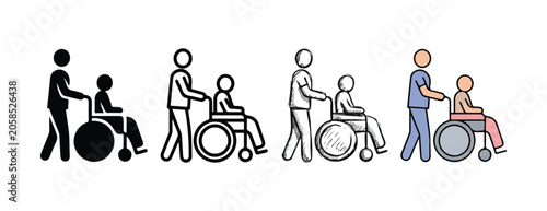 Foto assistance and care for individuals in wheelchairs showcasing diverse representa