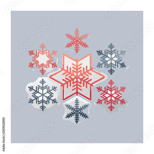 Colorful Snowflake Illustration Set