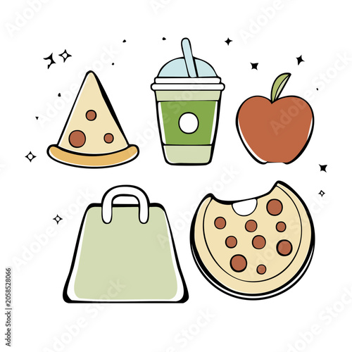 Flat Design Food and Shopping Icons