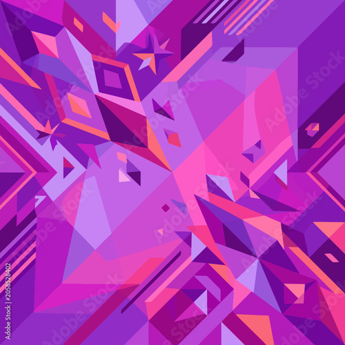 Abstract geometric composition with vibrant purple and pink shapes