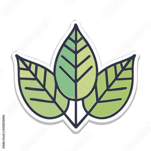 Three Green Leaves Icon with Transparent Background