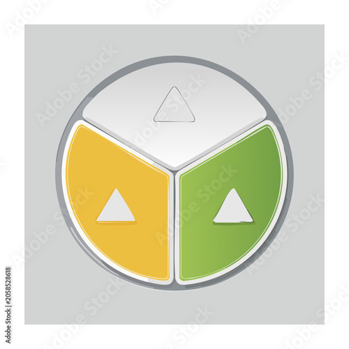Three Segment Circle with Triangles in Flat Design