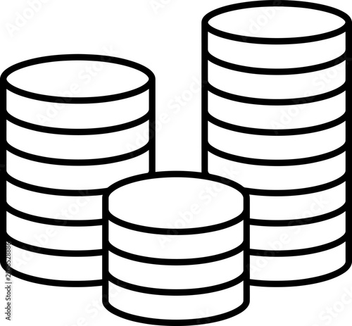 Quadro su tela Three white cylinder icons stacked horizontally and vertically in black lines
