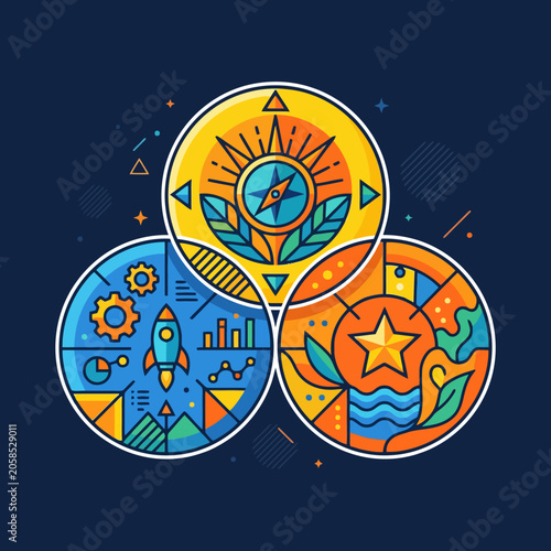 Abstract Venn diagram illustrating concepts of strategy and growth
