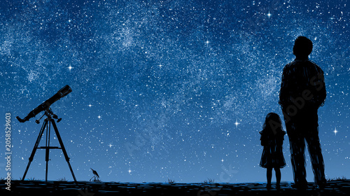 Family Stargazing Adventure: Nighttime Telescope Viewing and Astronomy Exploration