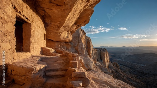 Ancient Ancestral Puebloan cliff dwelling ruins in Gila National Forest New Mexico.