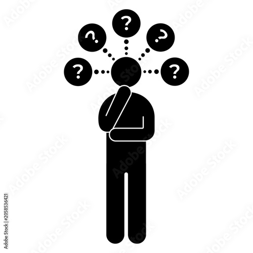 flat icon vector of a confused person with many choices