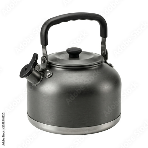 Sleek Dark Charcoal Gray Matte Finish Whistling Stainless Steel Teakettle.