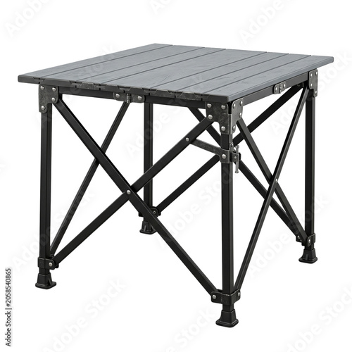 Modern Gray and Black Industrial Style Square Folding End Table.