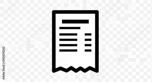 Fotografia Simple Receipt Icon with Lines and Jagged Edge.