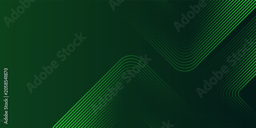 Fotografía Abstract green background with glowing geometric lines