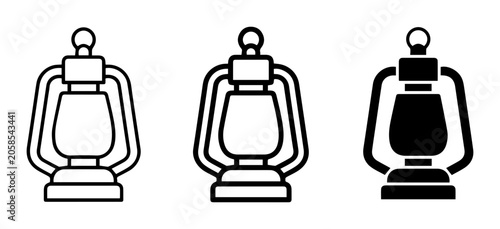 Obraz na płótnie Vintage Lantern Icons, Retro Oil Lamp Vector Graphics, Classic Kerosene Lamp Set