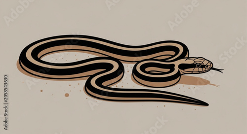 Striped Snake Illustration Reptile Animal.