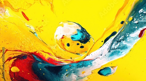 Vibrant fluid dynamics showcase intense color mixing and swirling liquid motion